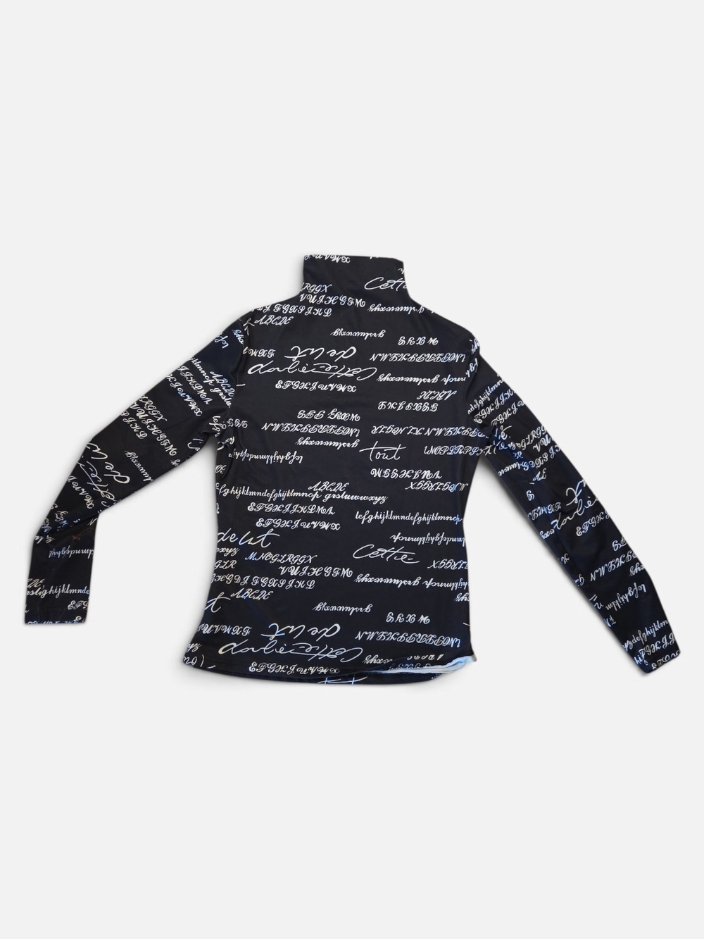 Black Script-Print Turtleneck